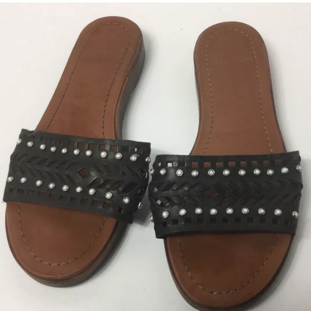Black Studded Slides Franco Sarto